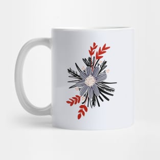 Black, red and white cosmos wild flowers Mug